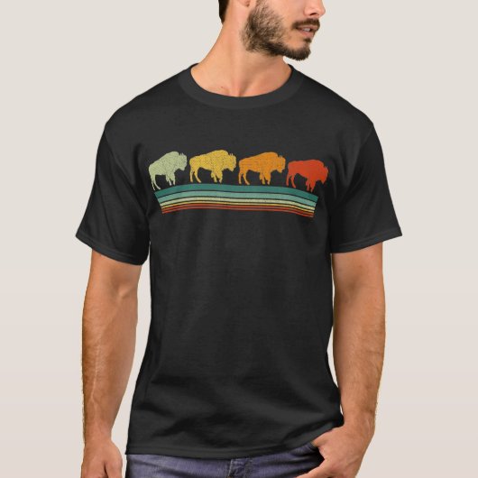 T-shirt Buffle américain de bison Vintage rétro (Devant)