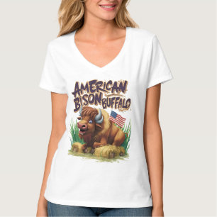 T-shirt Buffle de bison américain avec drapeau américain