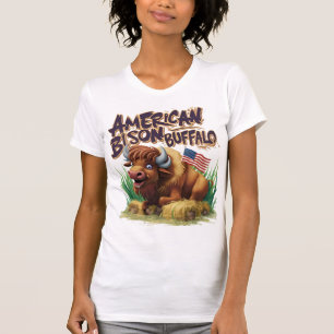 T-shirt Buffle de bison américain avec drapeau américain