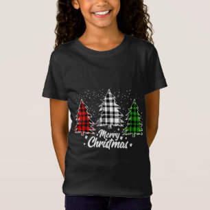 T-Shirt Buffle de Noël Plaid Rouge Blanc Vert Noël