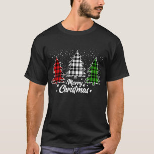 T-shirt Buffle de Noël Plaid Rouge Blanc Vert Noël