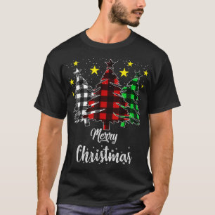 T-shirt Buffle de Noël Plaid Rouge Blanc Vert Noël