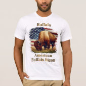 T-shirt Buffle debout devant le drapeau américain (Devant)