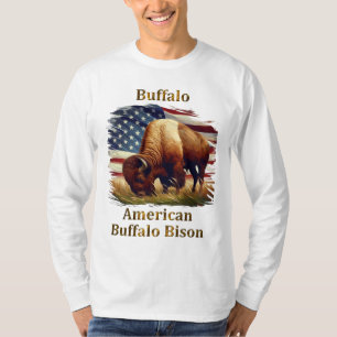 T-shirt Buffle debout devant le drapeau américain