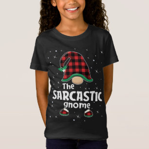 T-Shirt Buffle Gnome Sarcastique Plaid Correspondant Noël 
