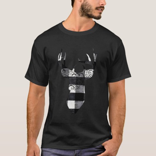 T-shirt Buffle noir blanc Plaid Reindeer Check Cher Chri (Devant)