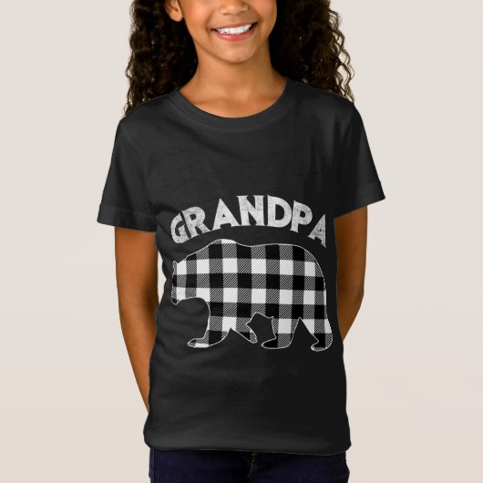 T-Shirt Buffle noir et blanc Plaid Grand-père Ours Noël (Devant)