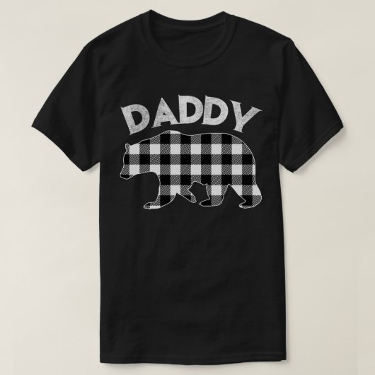 T-shirt Buffle noir et blanc Plaid papa Ours Noël (Design devant)