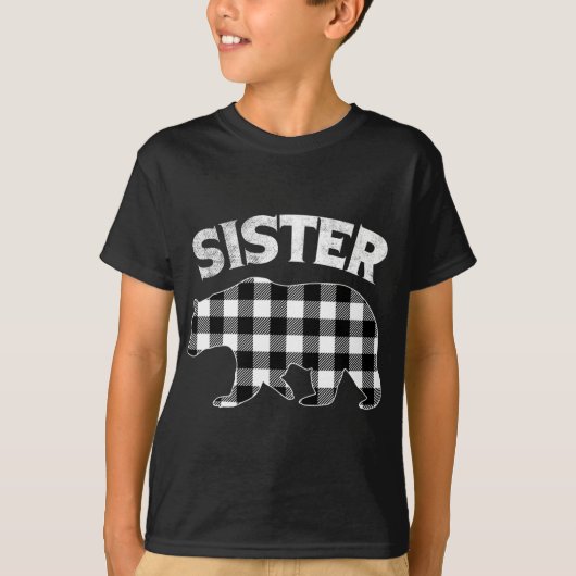 T-shirt Buffle Noir Et Blanc Plaid Soeur Ours Christma (Devant)