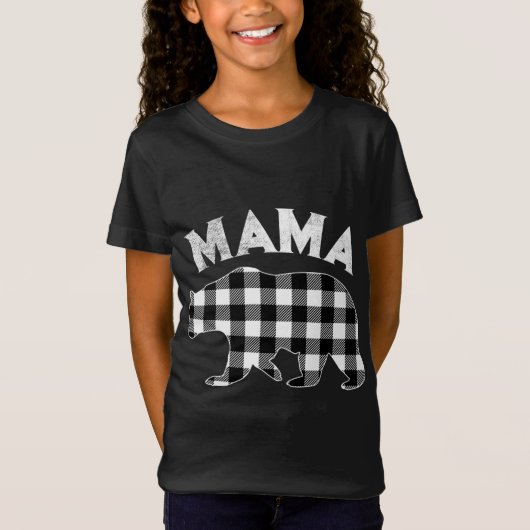 T-Shirt Buffle noir et blanc Plantée Mama Ours Noël (Devant)