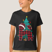 T-shirt Buffle rouge Plaid Grand Poodle Correspondant Noël (Devant)