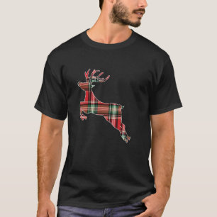 T-shirt Buffle rouge vert Plaid Deer Reindeer Head Christy