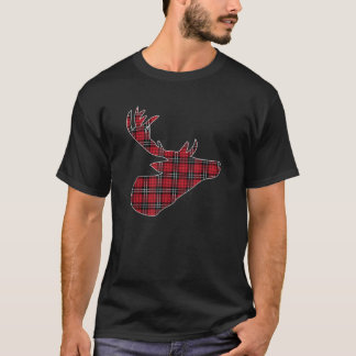 T-shirt Buffle rouge vert Plaid Deer Reindeer Head Christy