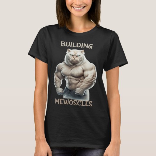 T-shirt Building Mewoscles Cat Kitten Weightlifting Bodybu (Devant)