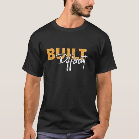 T-shirt Built Different Bold Motivational Typography Des (Devant)