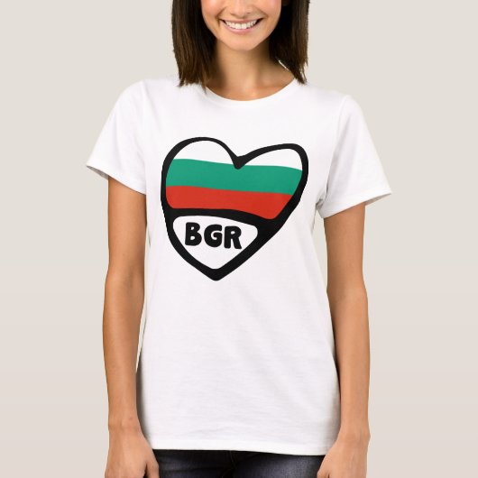 T-shirt Bulgarie Code Pays Coeur Drapeau, BGR (Devant)