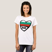 T-shirt Bulgarie Code Pays Coeur Drapeau, BGR (Devant entier)