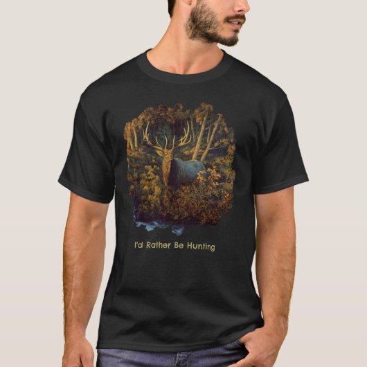 T-shirt Bull Elk dans la forêt d'automne (Devant)