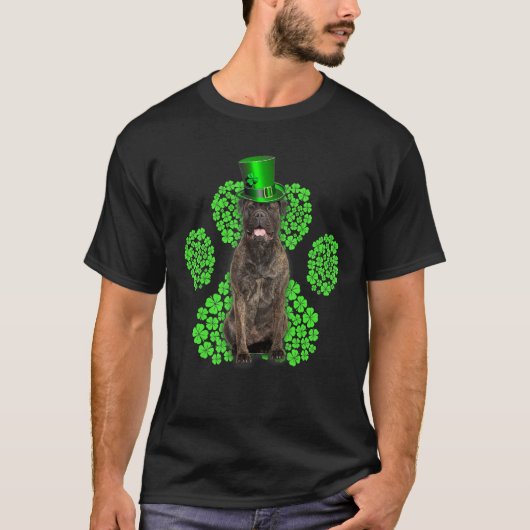 T-shirt Bull Mastiff Shamrock Paw Clochers St Patrick Jour (Devant)