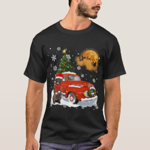 T-shirt Bull Mastiff Vintage Wagon Red Truck Christmas Tre