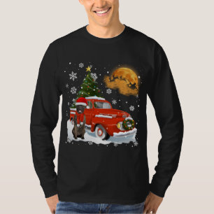 T-shirt Bull Mastiff Vintage Wagon Red Truck Christmas Tre