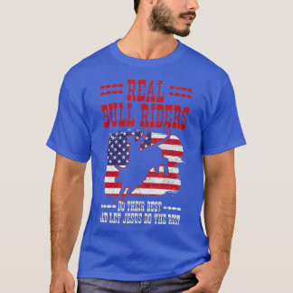 T-shirt Bull Riding American Flag Rodeo Patriotic Christia