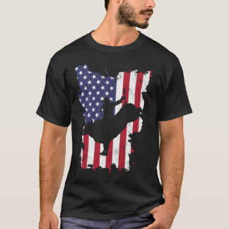 T-shirt Bull Riding Rodeo Cowboy USA Drapeau 4 juillet