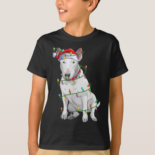 T-shirt Bull Terrier Amoureux des chiens Xmas Santa Hat Bu (Devant)