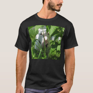 T-shirt Bull-terrier anglais jetant un coup d'oeil par le