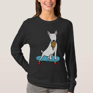 T-shirt Bull terrier anglais mangeant une pizza sur un ska