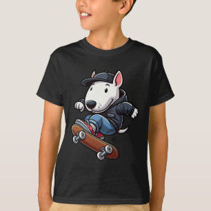 T-shirt Bull Terrier Anglais Skateboard Drôle de Chien en