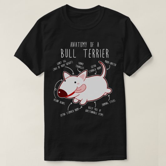 T-shirt Bull Terrier Chien Anatomie 1 (Design devant)