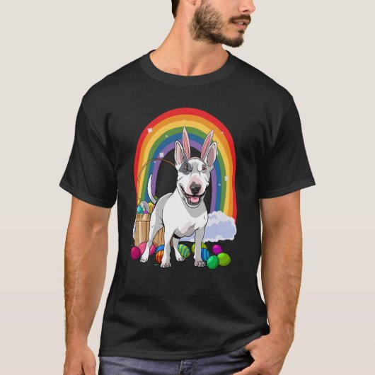 T-shirt Bull Terrier Chien Joyeux Oeufs de Pâques Bunny Ki (Devant)
