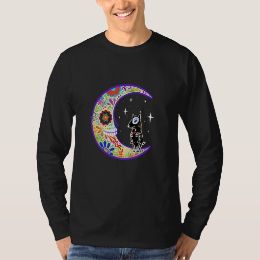 T-shirt Bull Terrier Dia De Los Muertos Skeleton (Devant)