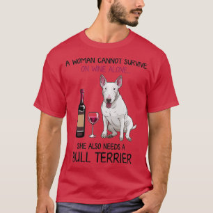 T-shirt Bull Terrier et vin Drôle chien