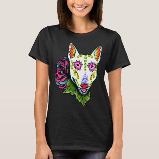 T-shirt Bull Terrier - Jour du chien crâne de sucre mort (Devant)