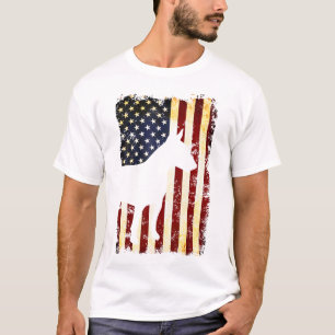 T-shirt Bull Terrier Silhouette Drapeau américain 4 juille