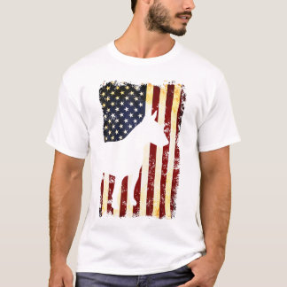 T-shirt Bull Terrier Silhouette Drapeau américain 4 juille