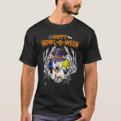 T-shirt Bull Terrier Skeleton Heart Happy Howl O Ween Cost (Devant)