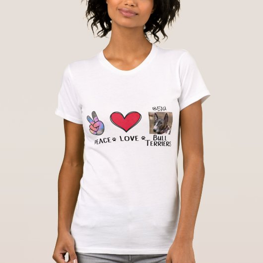 T-shirt Bull Terriers Peace Love Amoureux de les chiens T- (Devant)