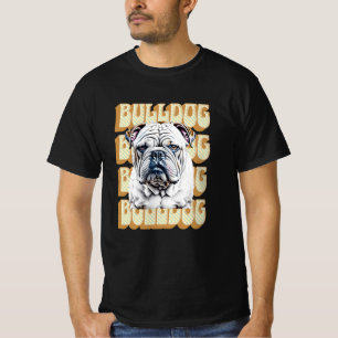 T-shirt Bulldog anglais avec police rétro