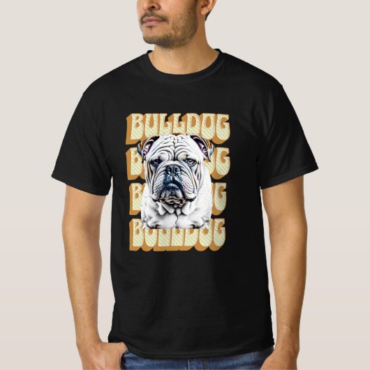 T-shirt Bulldog anglais avec police rétro (Devant)