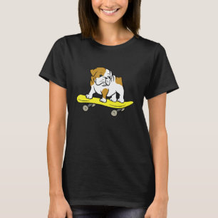 T-shirt Bulldog anglais Bulldog Skateboard Chien de patina