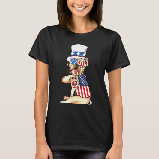 T-shirt Bulldog anglais Merica 4 juillet Sungla américain (Devant)
