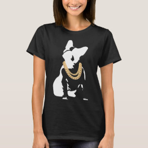 T-shirt Bulldog Avec Collier Or