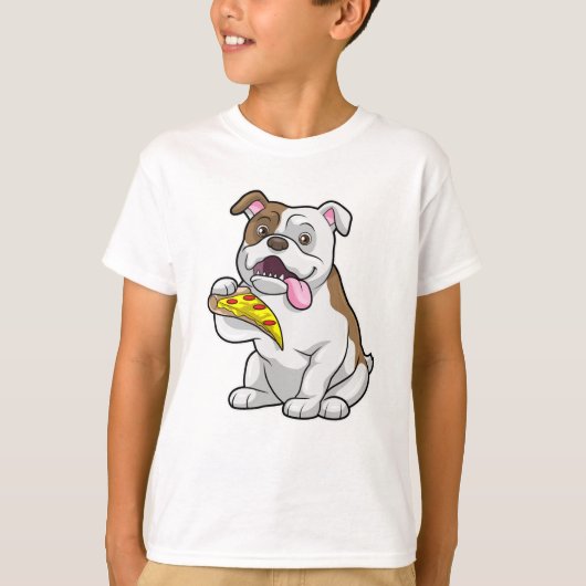 T-shirt Bulldog avec morceau de pizza (Devant)