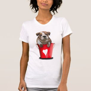 T-shirt Bulldog Bucket Of Love Red