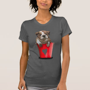 T-shirt Bulldog Bucket Of Love Red