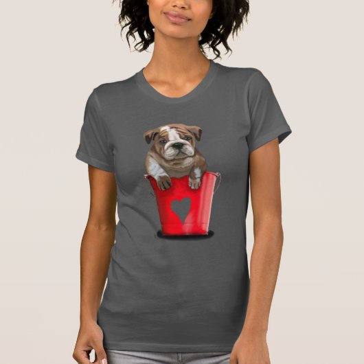 T-shirt Bulldog Bucket Of Love Red (Devant)