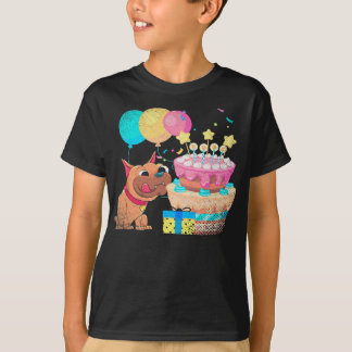 T-shirt Bulldog Cake Balloons Celebration Birthday Party